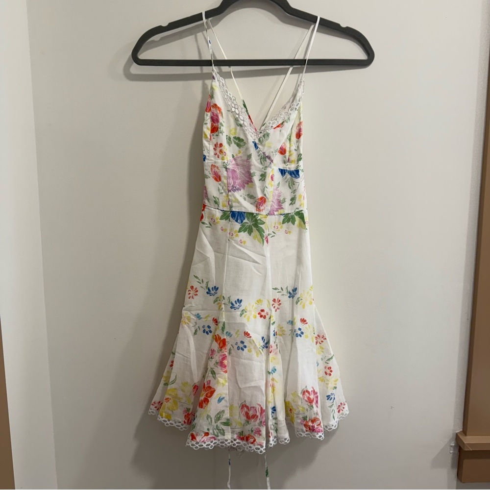 Charo Ruiz Marlene Short Dress in White Botanic